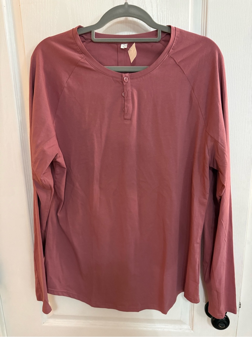 Long Sleeve Henley Top in Dusty Rose